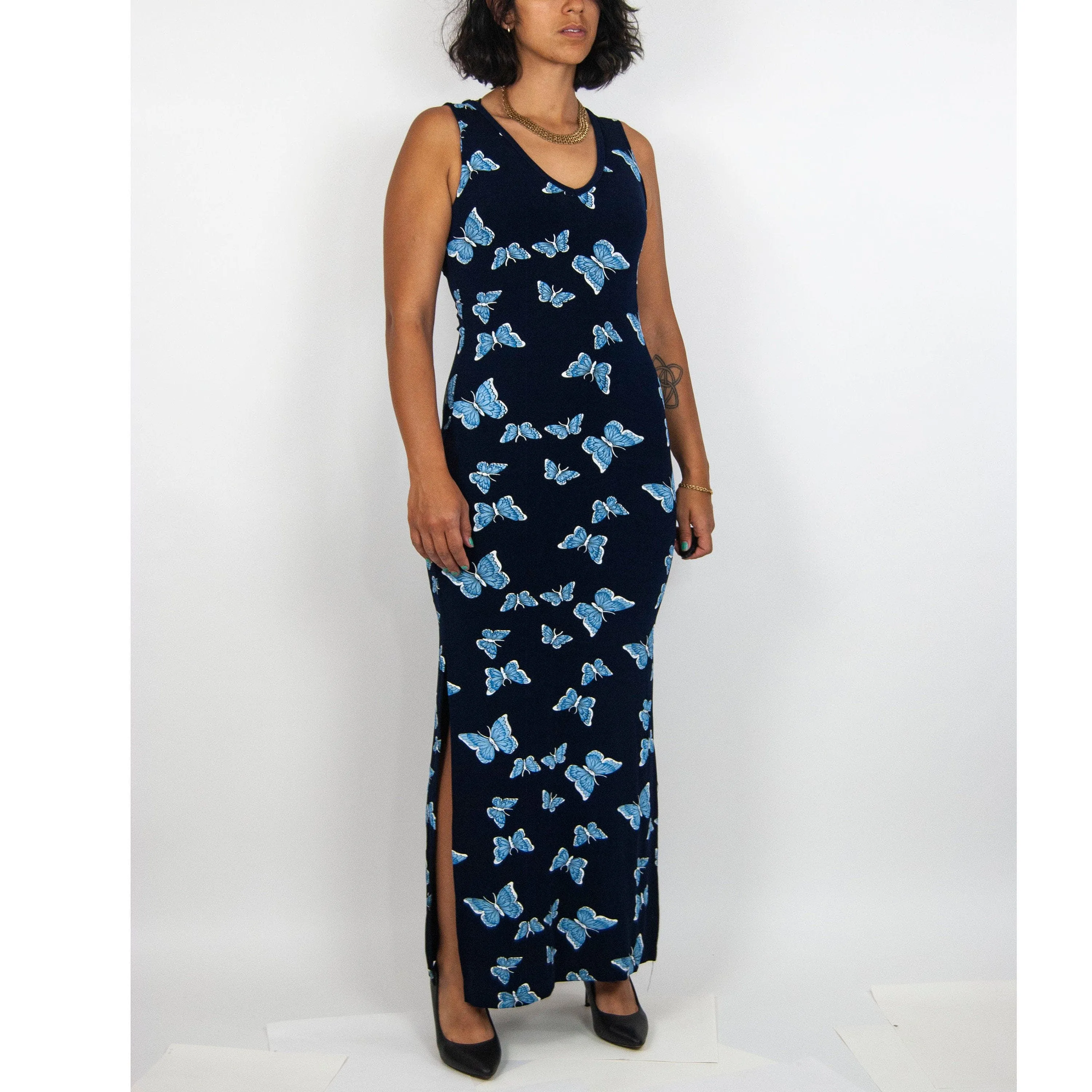 00's Sleeveless Butterfly Print Maxi Dress by Rocket Candy