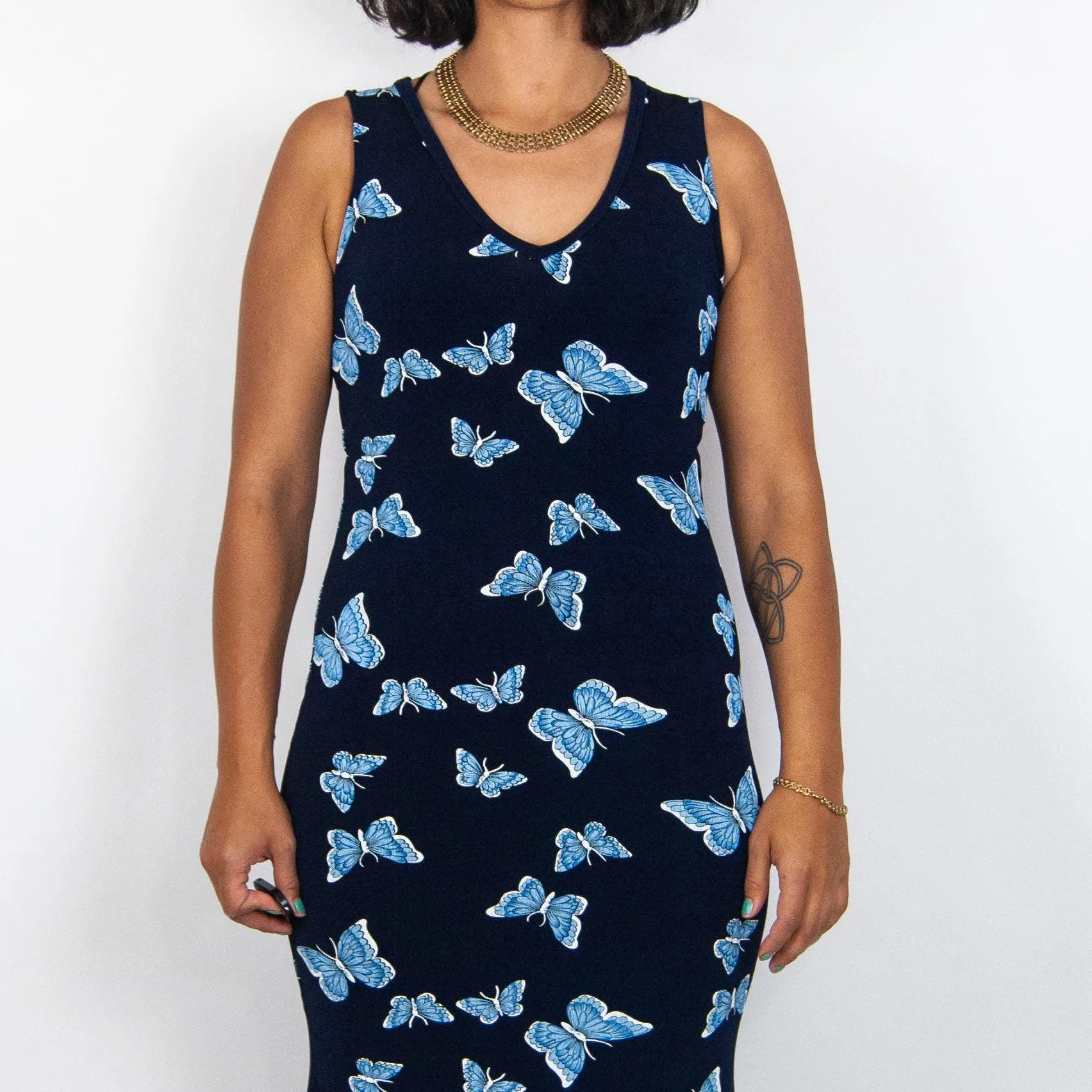 00's Sleeveless Butterfly Print Maxi Dress by Rocket Candy