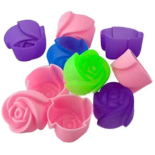 10X Silicone Rose Muffin Cookie Cup Cake Baking Mold Chocolate Jelly Maker Mould