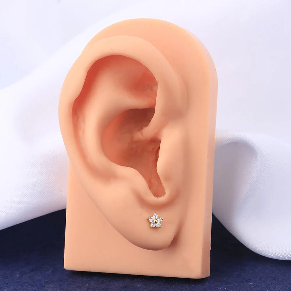 14K Gold Cartilage Earrings Flower Cartilage Earring