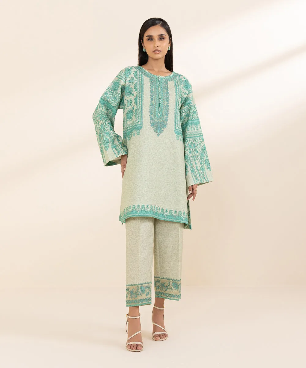 2 Piece - Embroidered Khaddar Suit