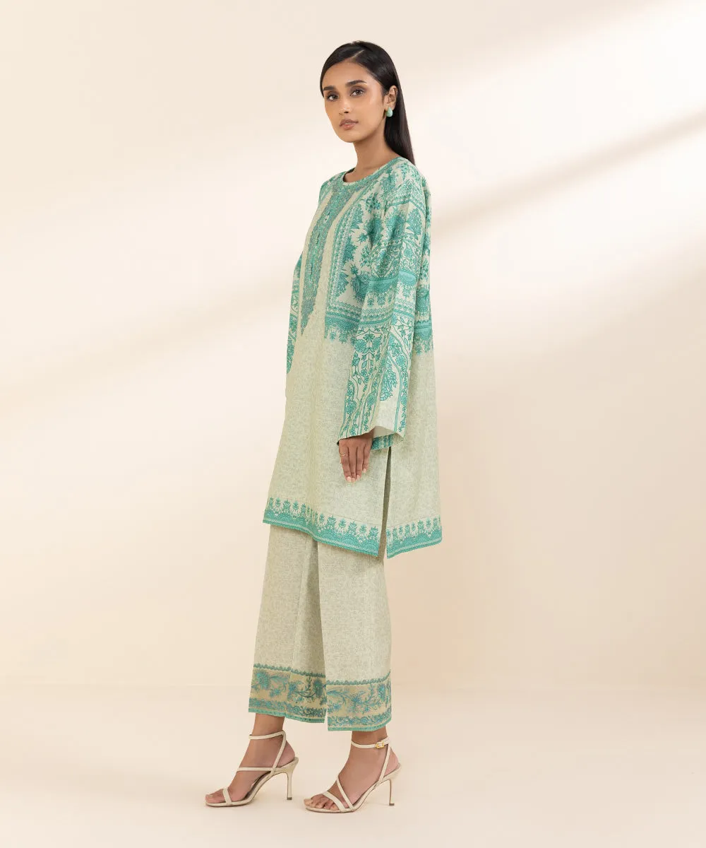 2 Piece - Embroidered Khaddar Suit