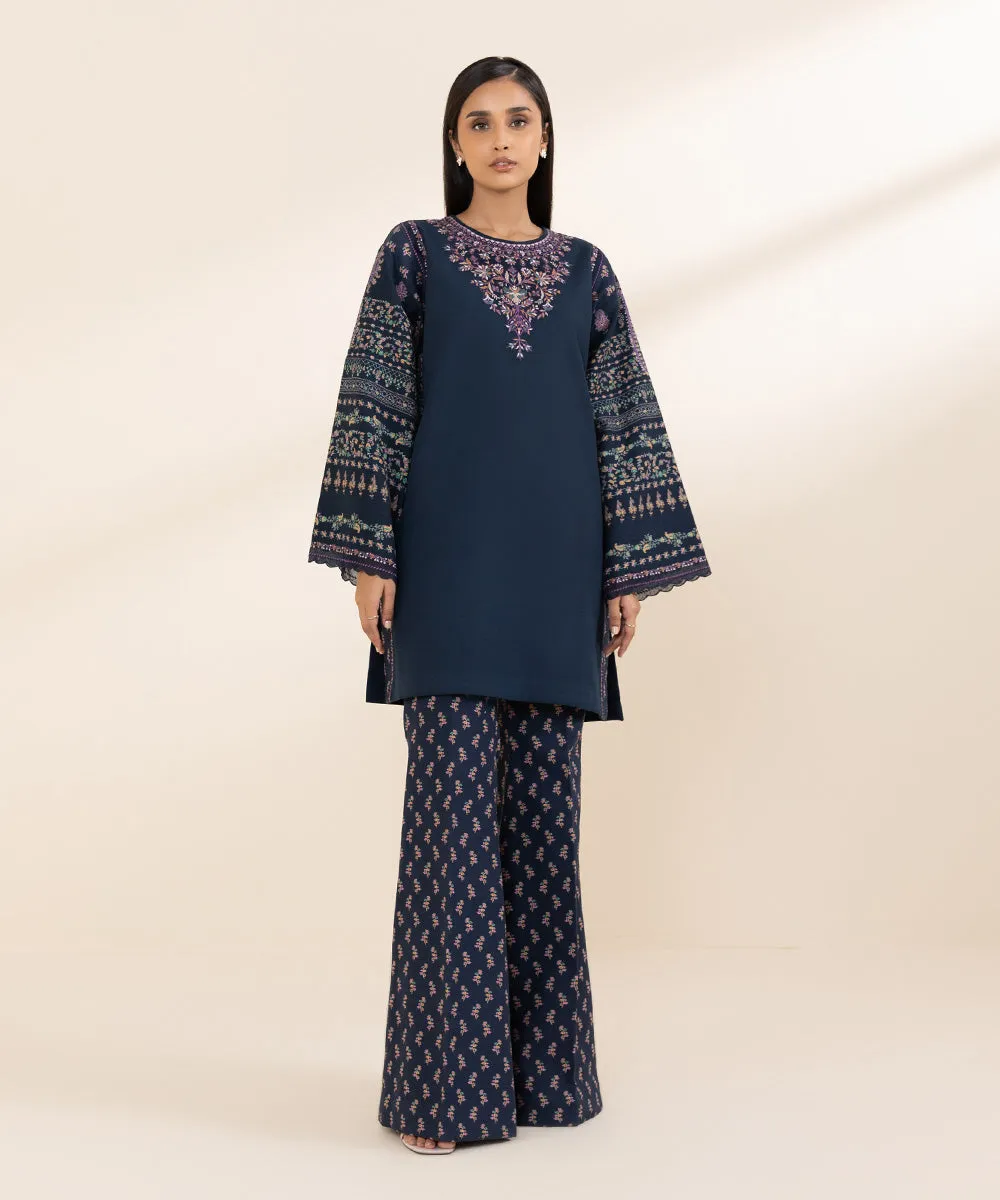 2 Piece - Embroidered Light Khaddar Suit