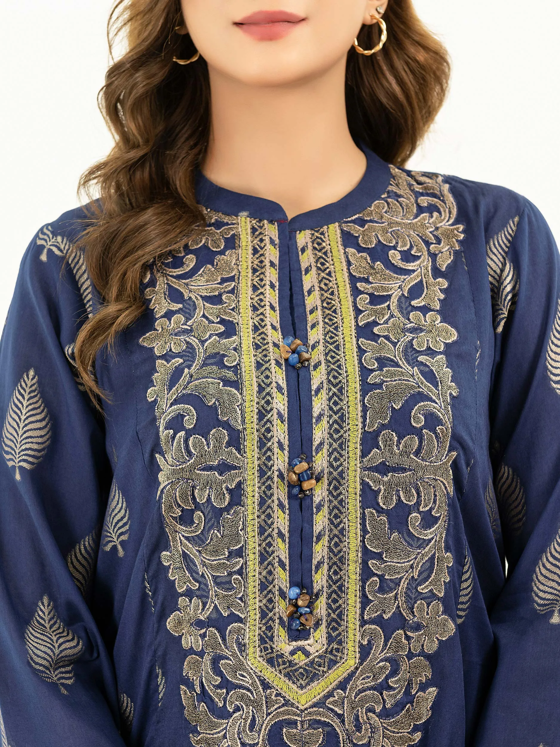 2 Piece Jacquard Suit-Embroidered  (Pret)