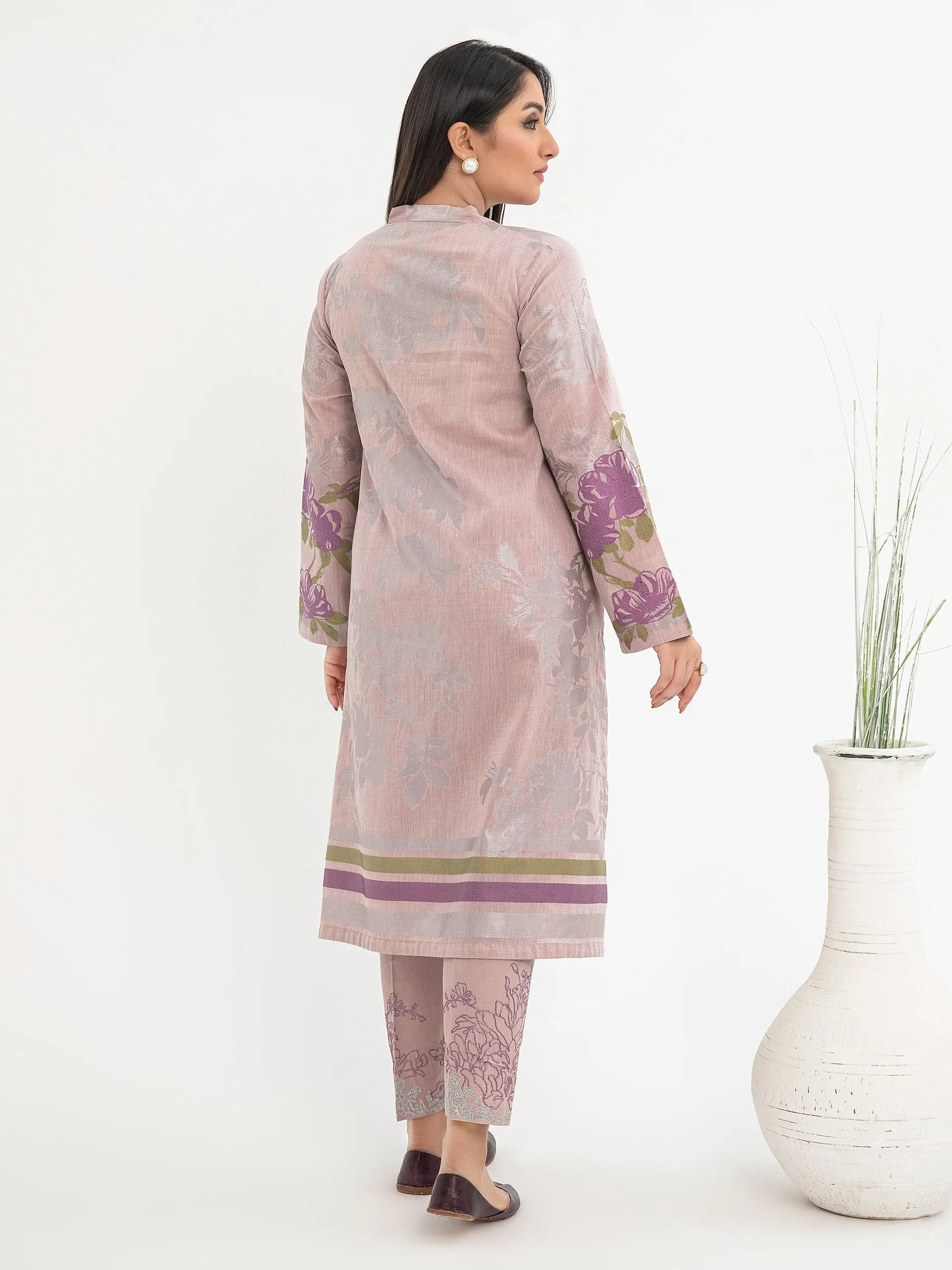 2 Piece Jacquard Suit-Embroidered(Pret)