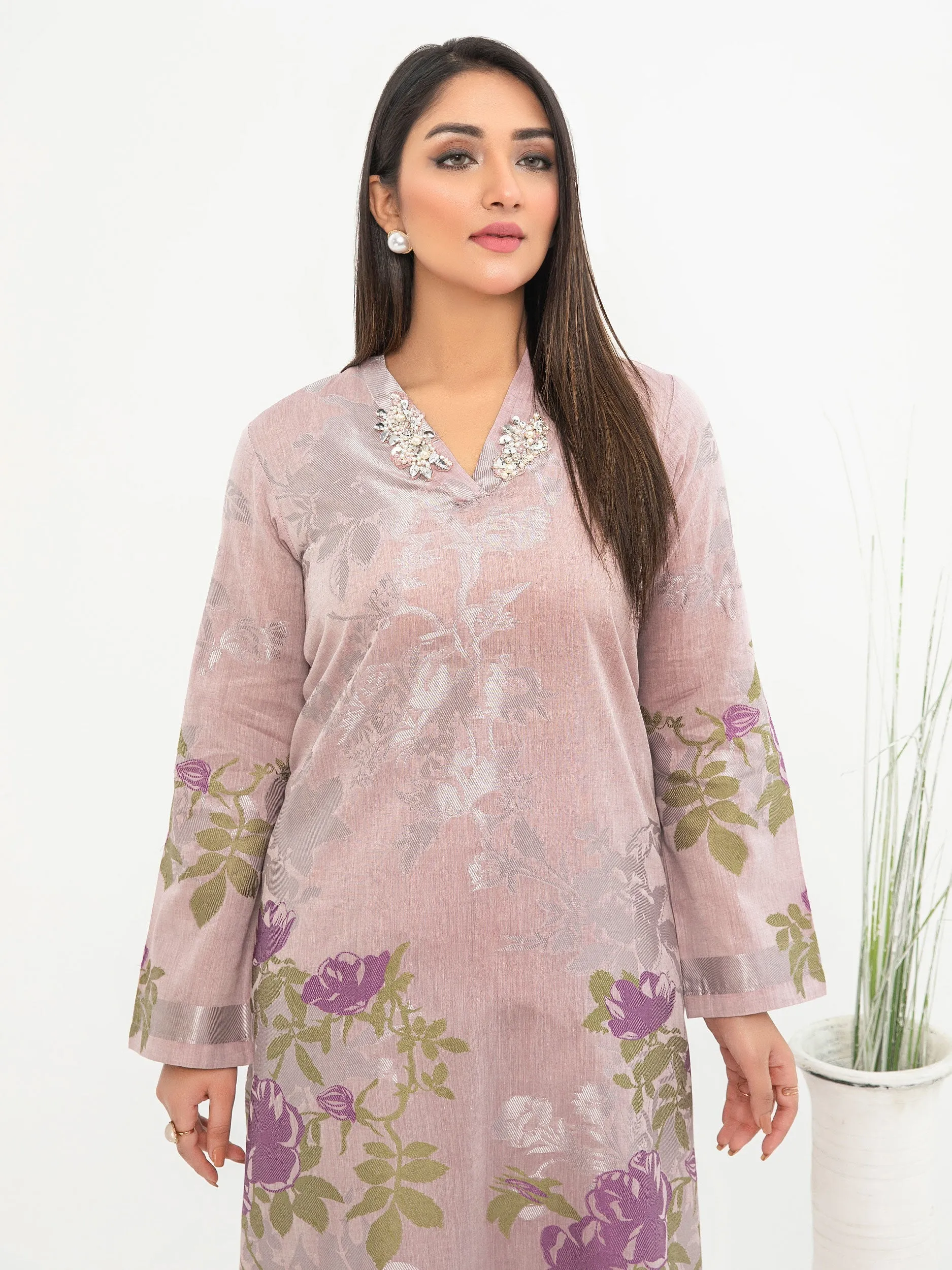 2 Piece Jacquard Suit-Embroidered(Pret)