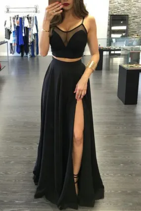 2 pieces prom dress side slit prom Dress,long prom dress,party dresses,Prom Gown,SVD306