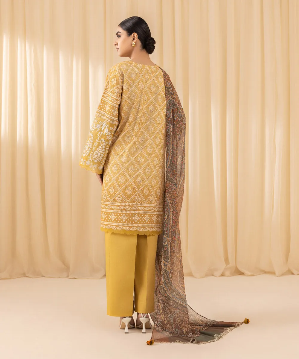 3 Piece -  Embroidered Cotton Viscose Suit