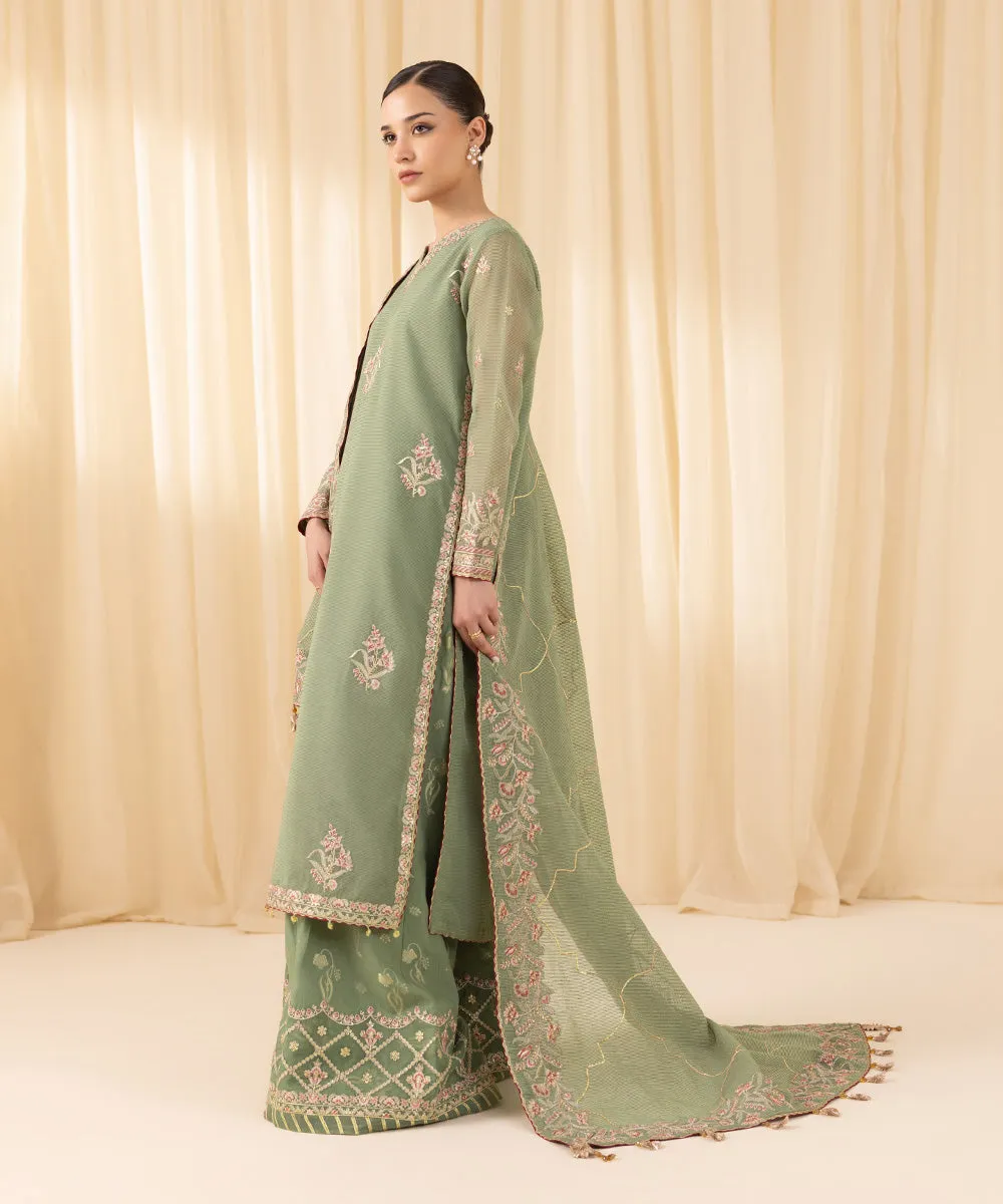 3 Piece -  Embroidered Karandi Suit