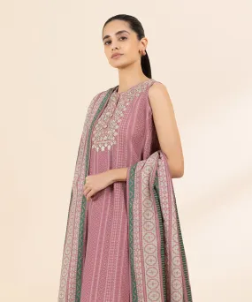 3 Piece - Embroidered Light Khaddar Suit