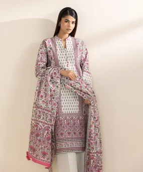 3 Piece - Printed Khaddar Suit