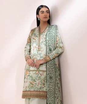 3 Piece - Printed Zari Lawn Suit