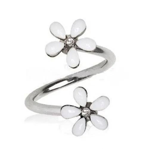 316L Stainless Steel White Wild Flower Twist Cartilage