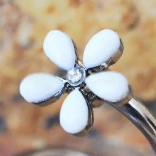 316L Stainless Steel White Wild Flower Twist Cartilage