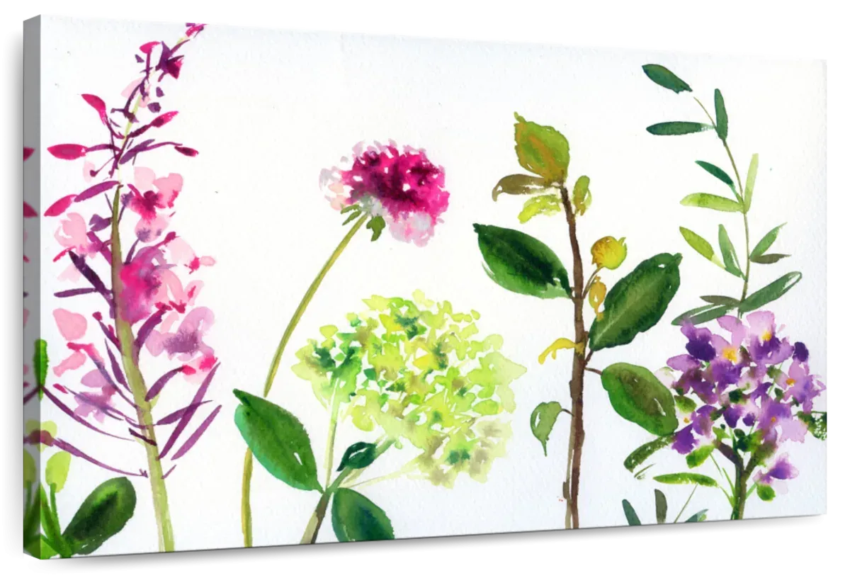 7 Branches - Flowers And Leaves Wall Art