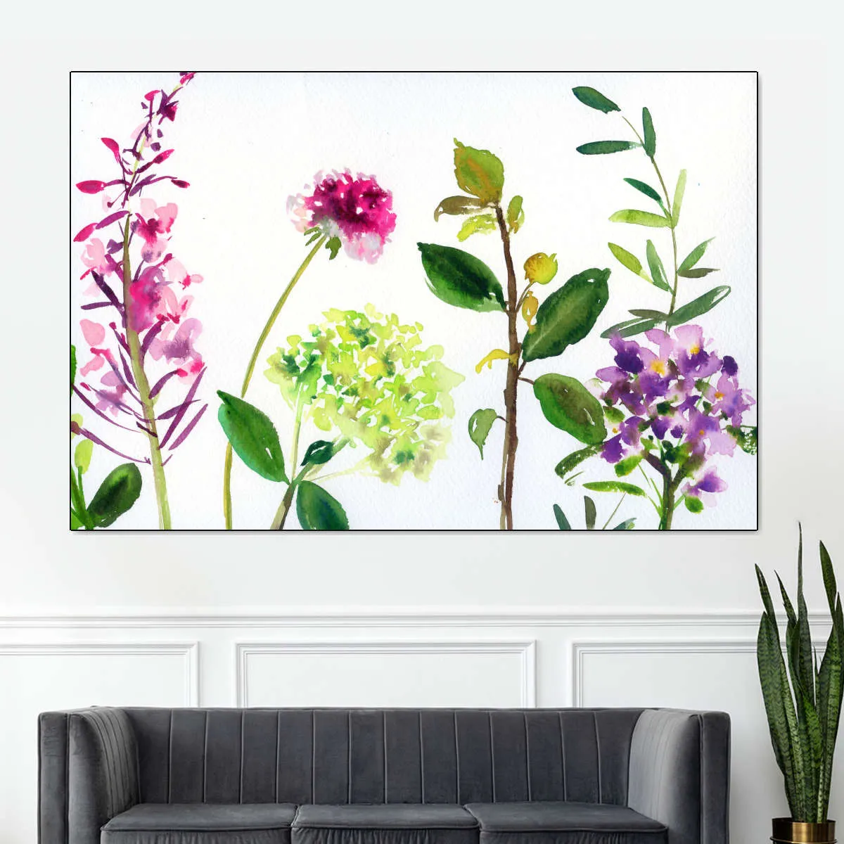 7 Branches - Flowers And Leaves Wall Art