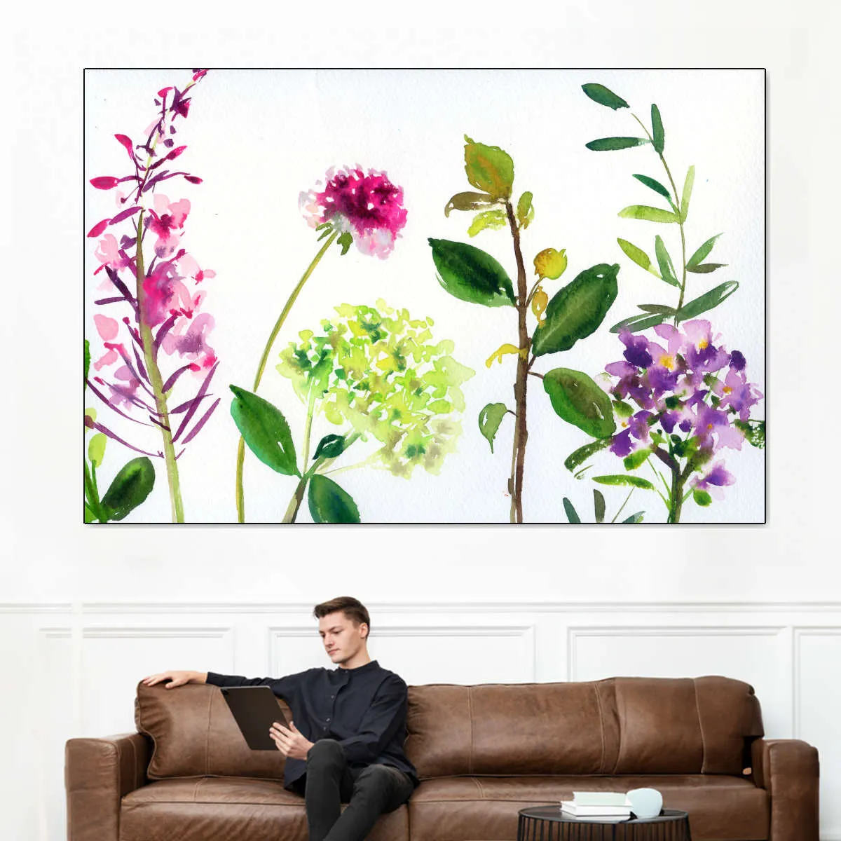 7 Branches - Flowers And Leaves Wall Art