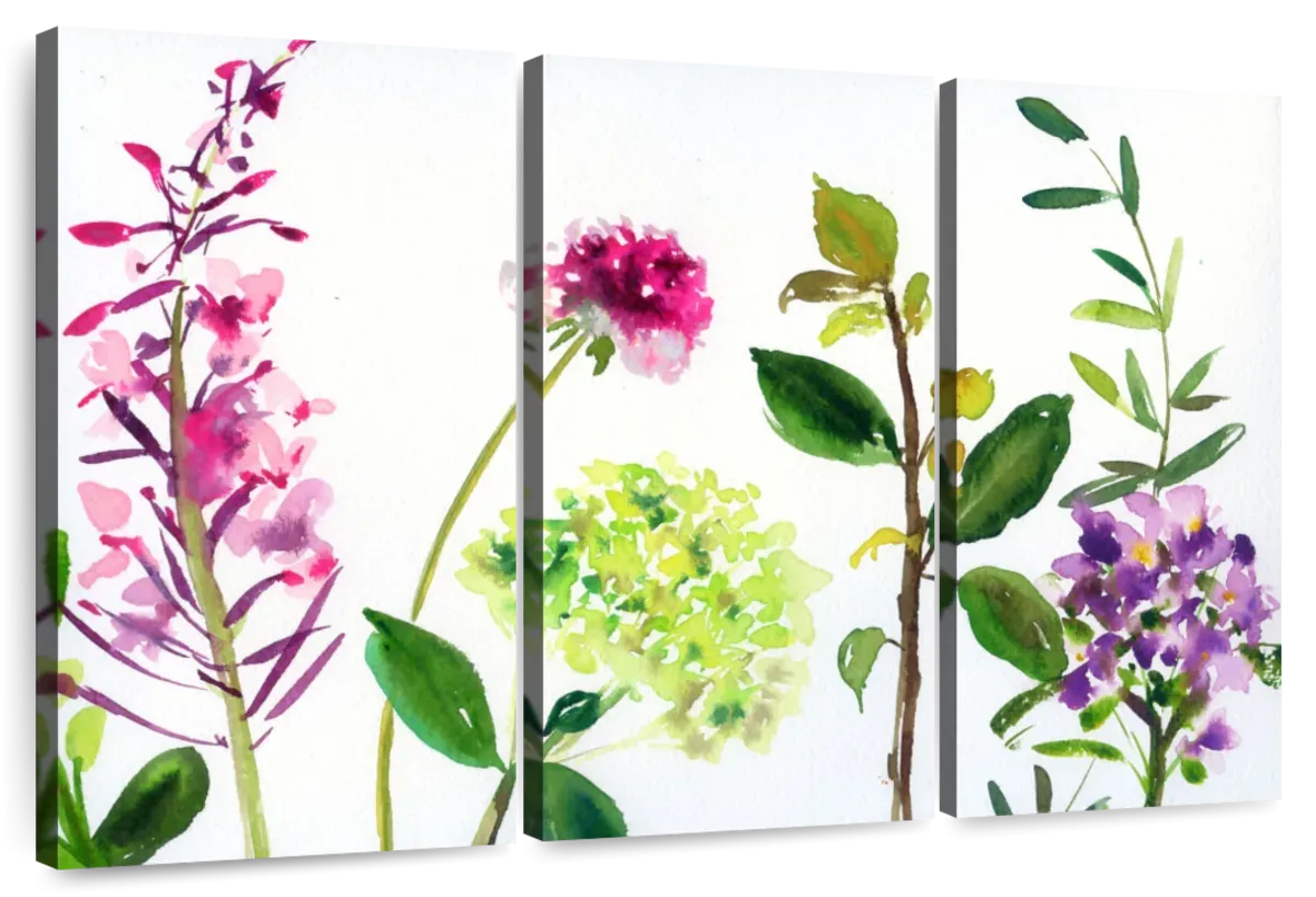 7 Branches - Flowers And Leaves Wall Art