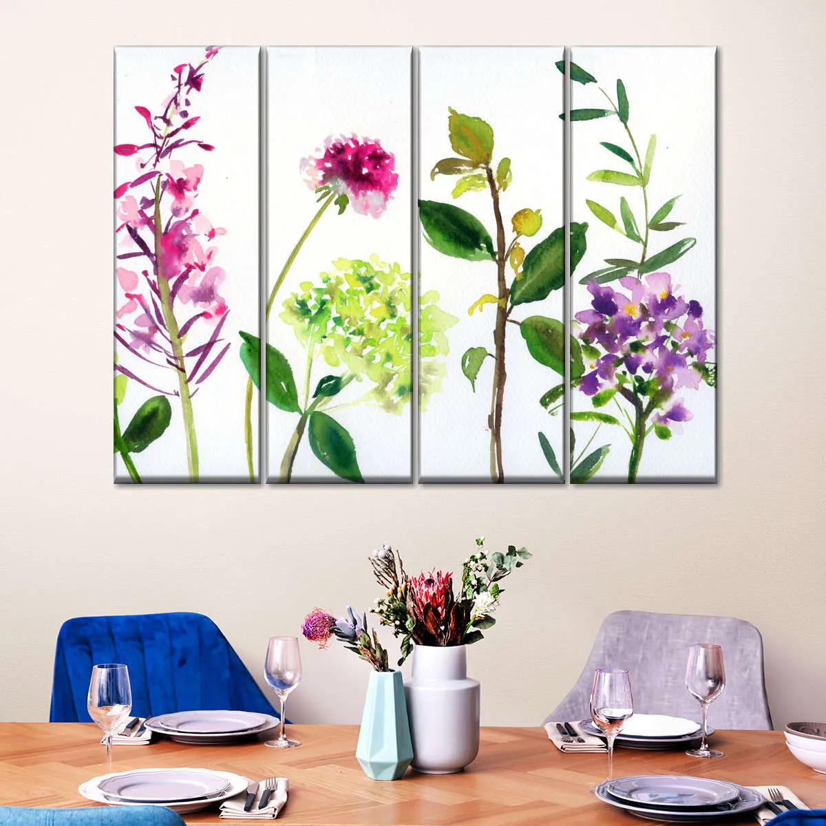 7 Branches - Flowers And Leaves Wall Art