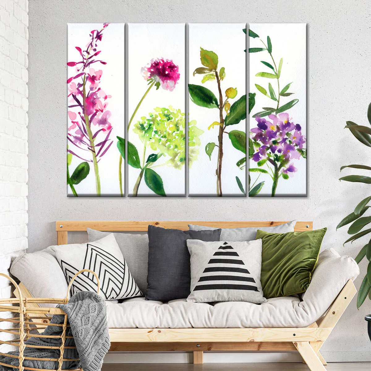 7 Branches - Flowers And Leaves Wall Art