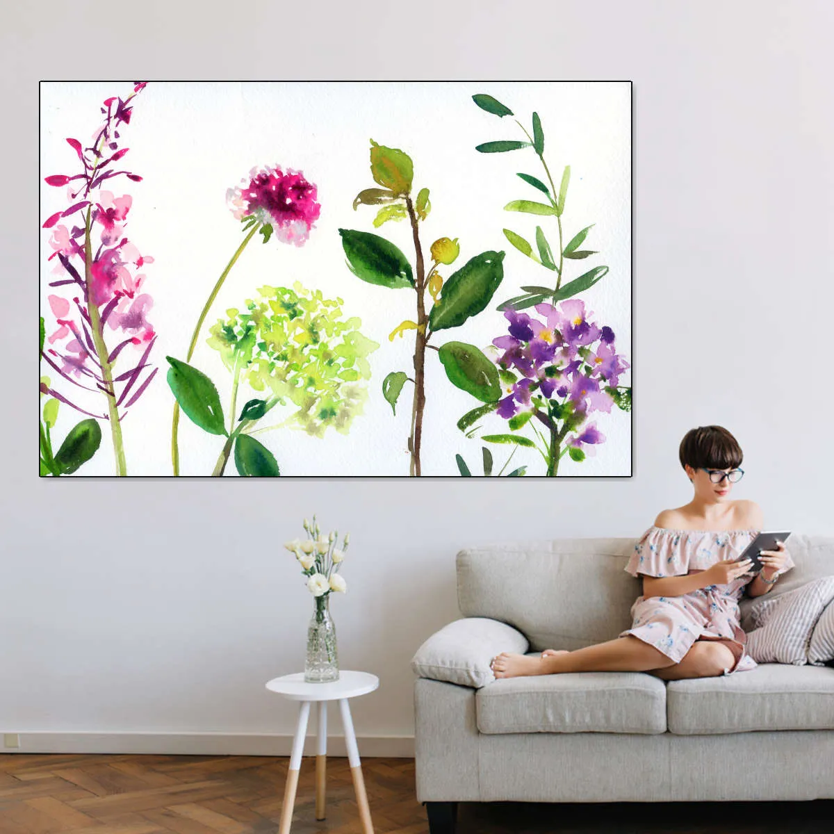 7 Branches - Flowers And Leaves Wall Art