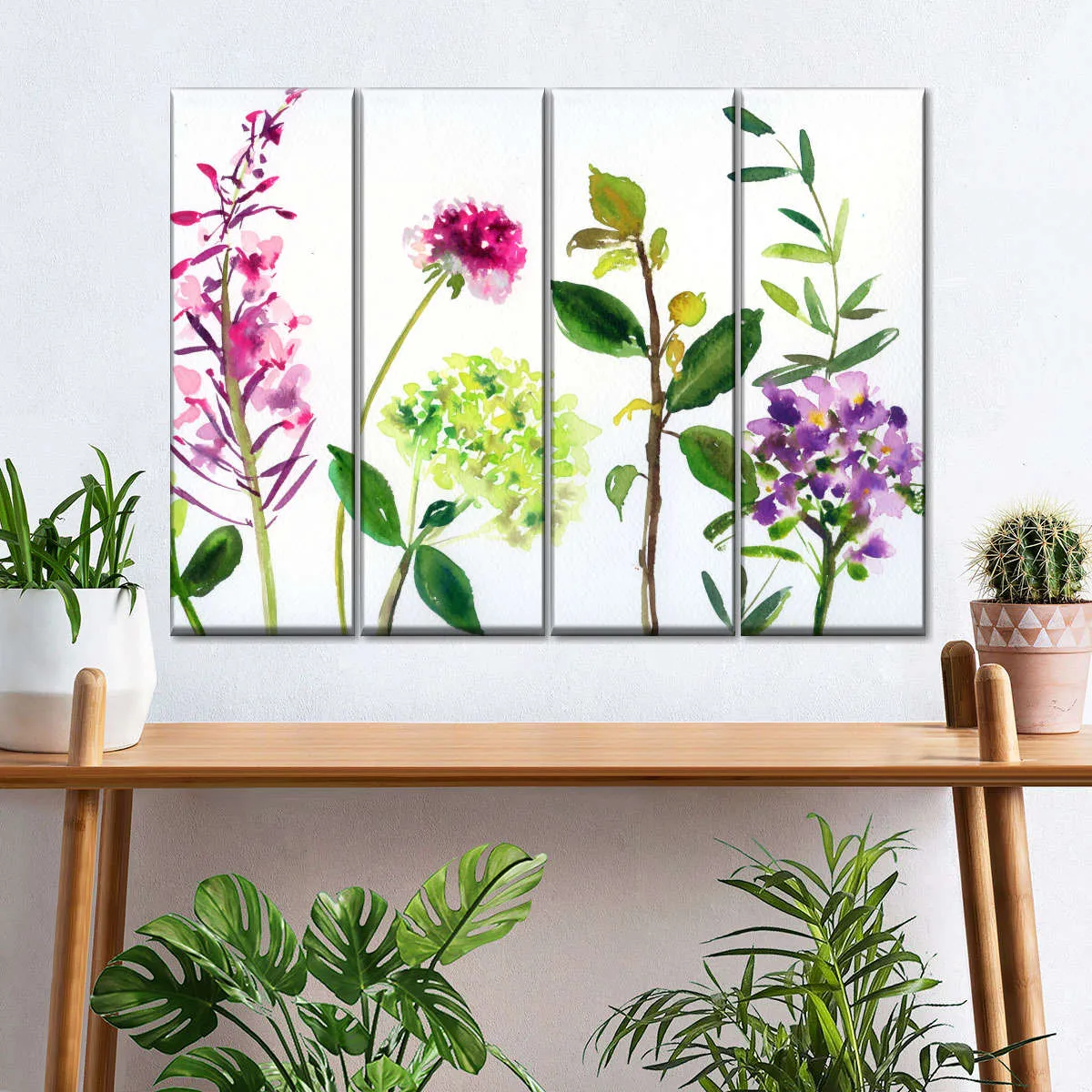 7 Branches - Flowers And Leaves Wall Art