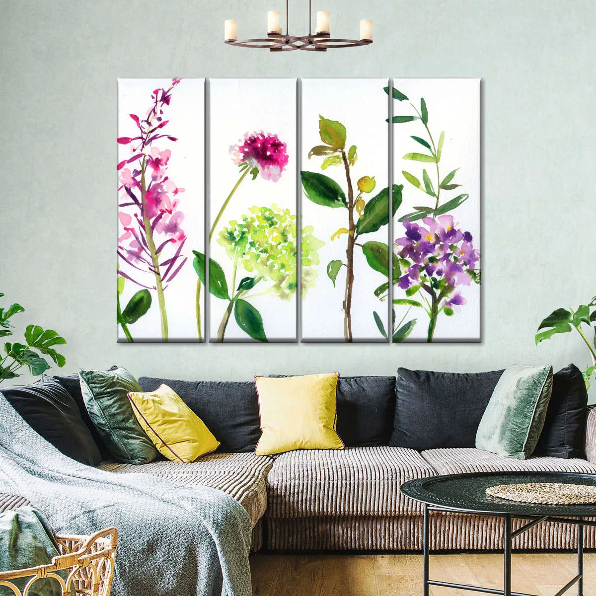 7 Branches - Flowers And Leaves Wall Art