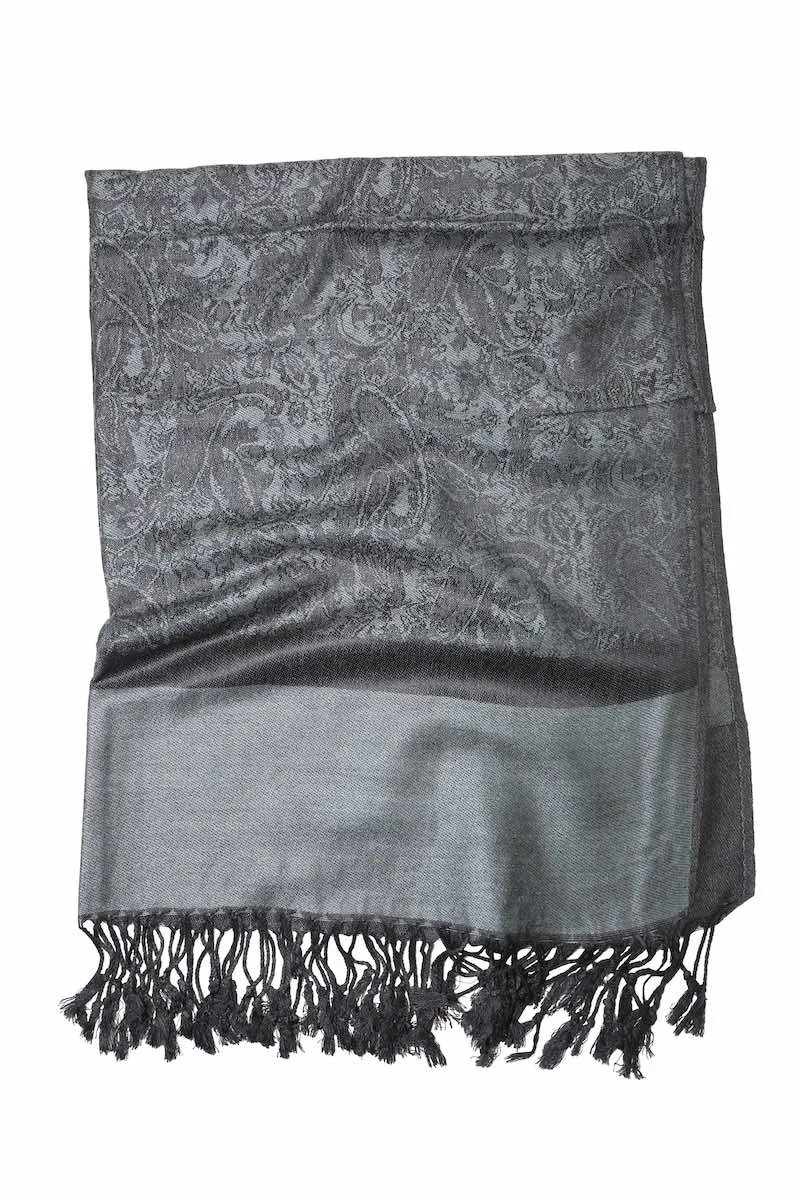 Achillea Charcoal Grey Jacquard Pashmina Scarf