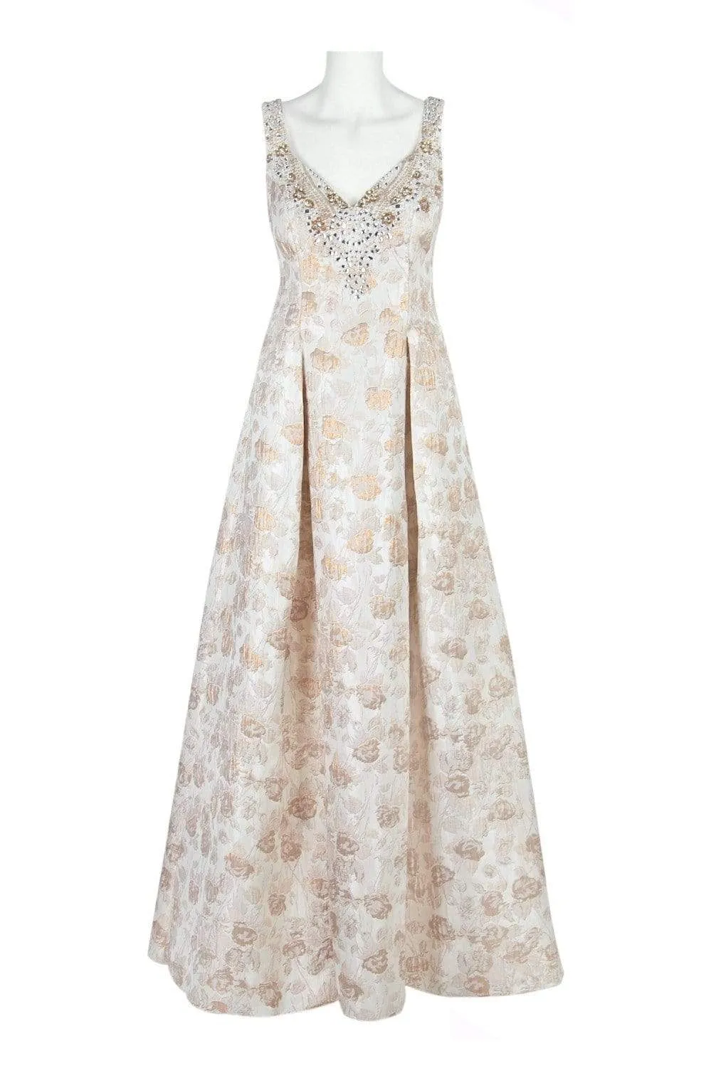 Aidan Mattox - MD1E201398 Embellished Sweetheart Jacquard A-line Dress