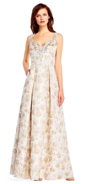 Aidan Mattox - MD1E201398 Embellished Sweetheart Jacquard A-line Dress