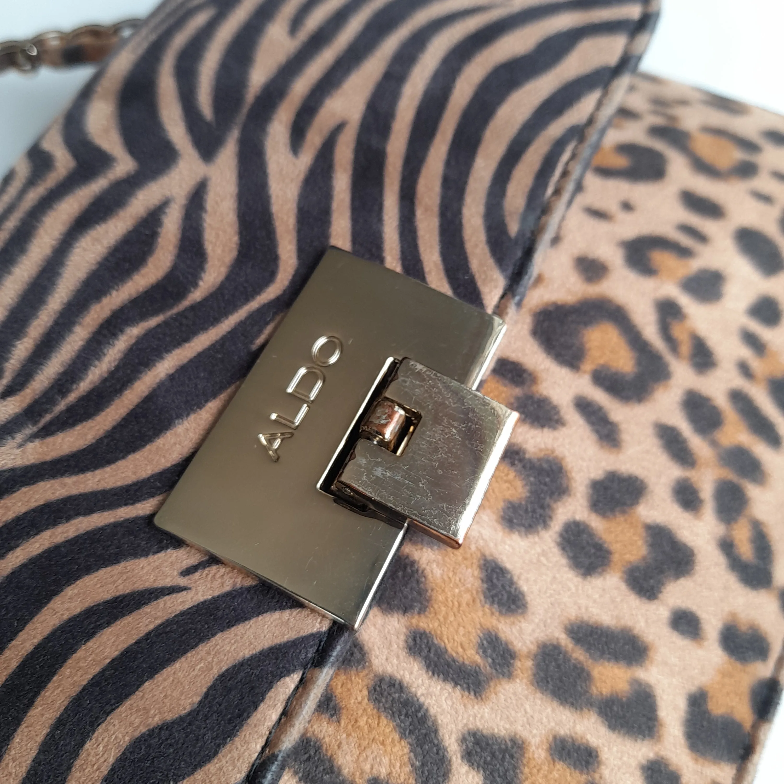 ALDO Brown Animal Print Crossbody Bag | Pre Loved |