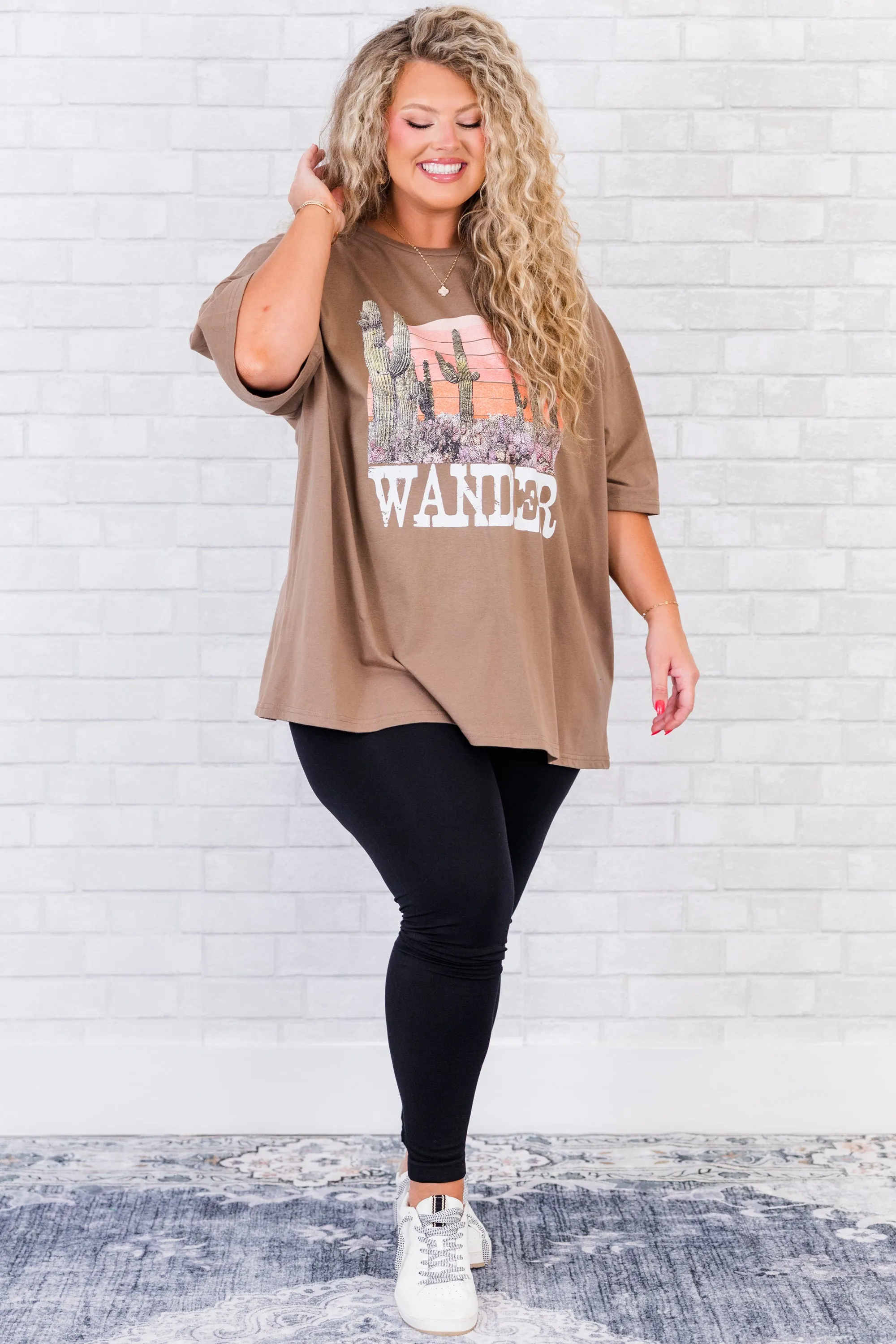 Always Wander Boyfriend Tee, Espresso