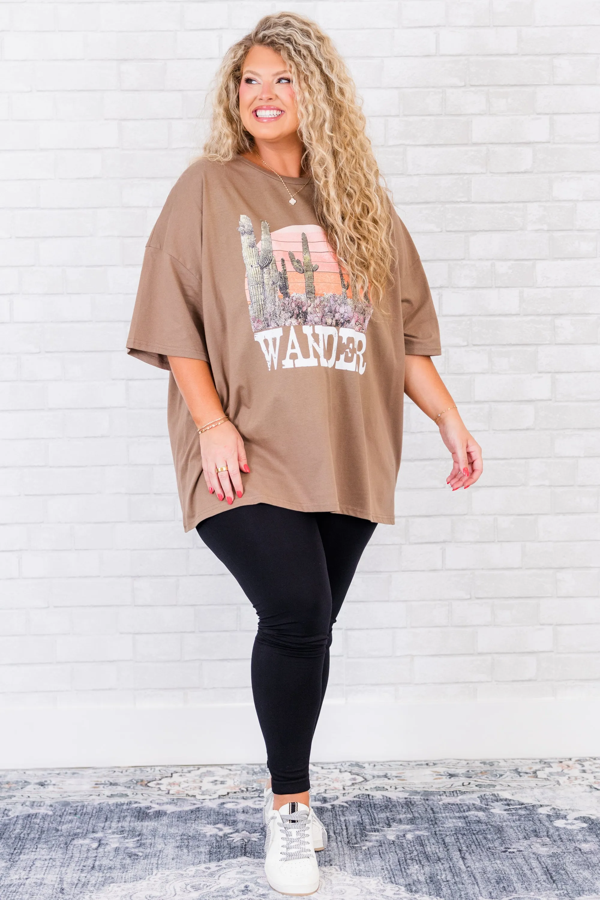 Always Wander Boyfriend Tee, Espresso