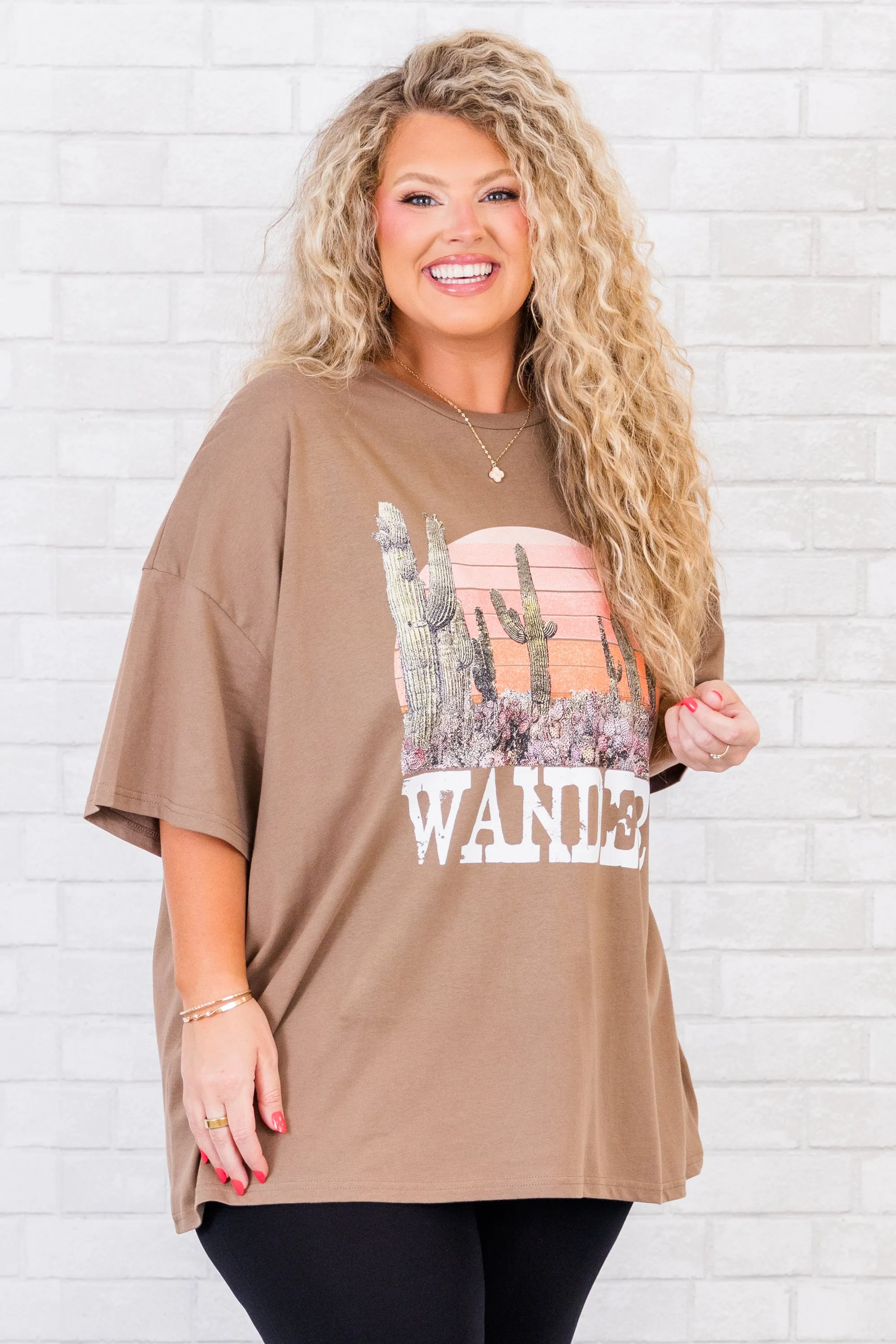 Always Wander Boyfriend Tee, Espresso