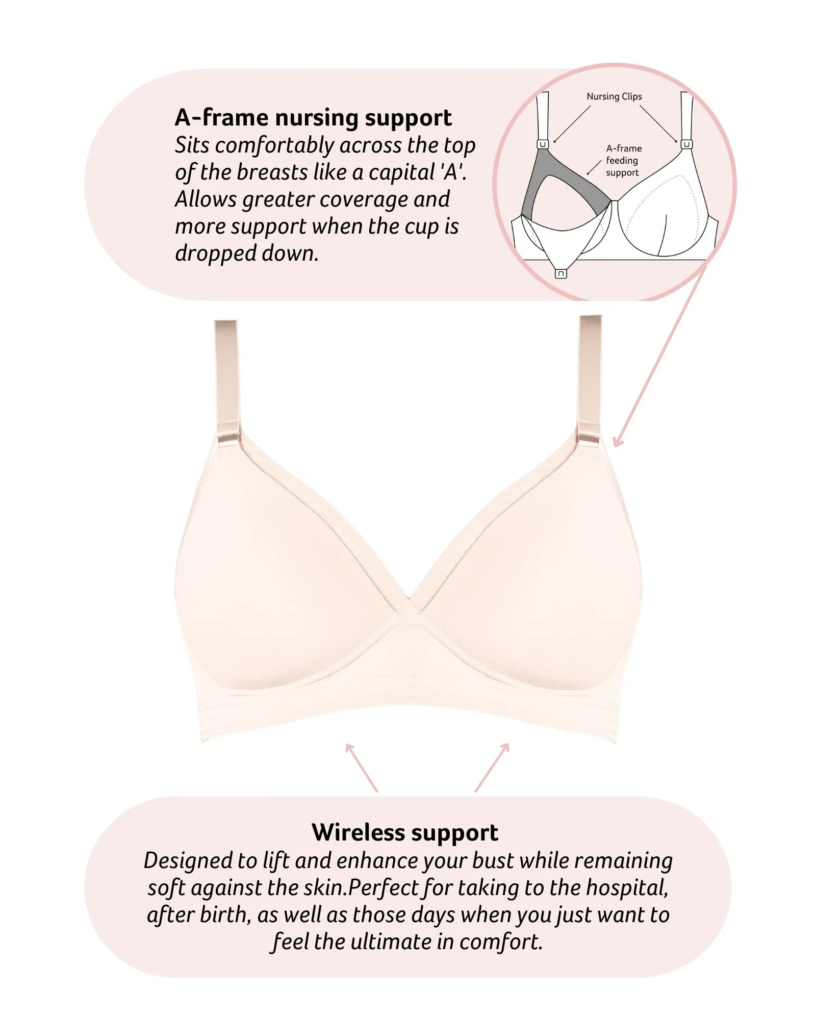 AMBITION T-SHIRT SHELL CONTOUR NURSING BRA - WIREFREE