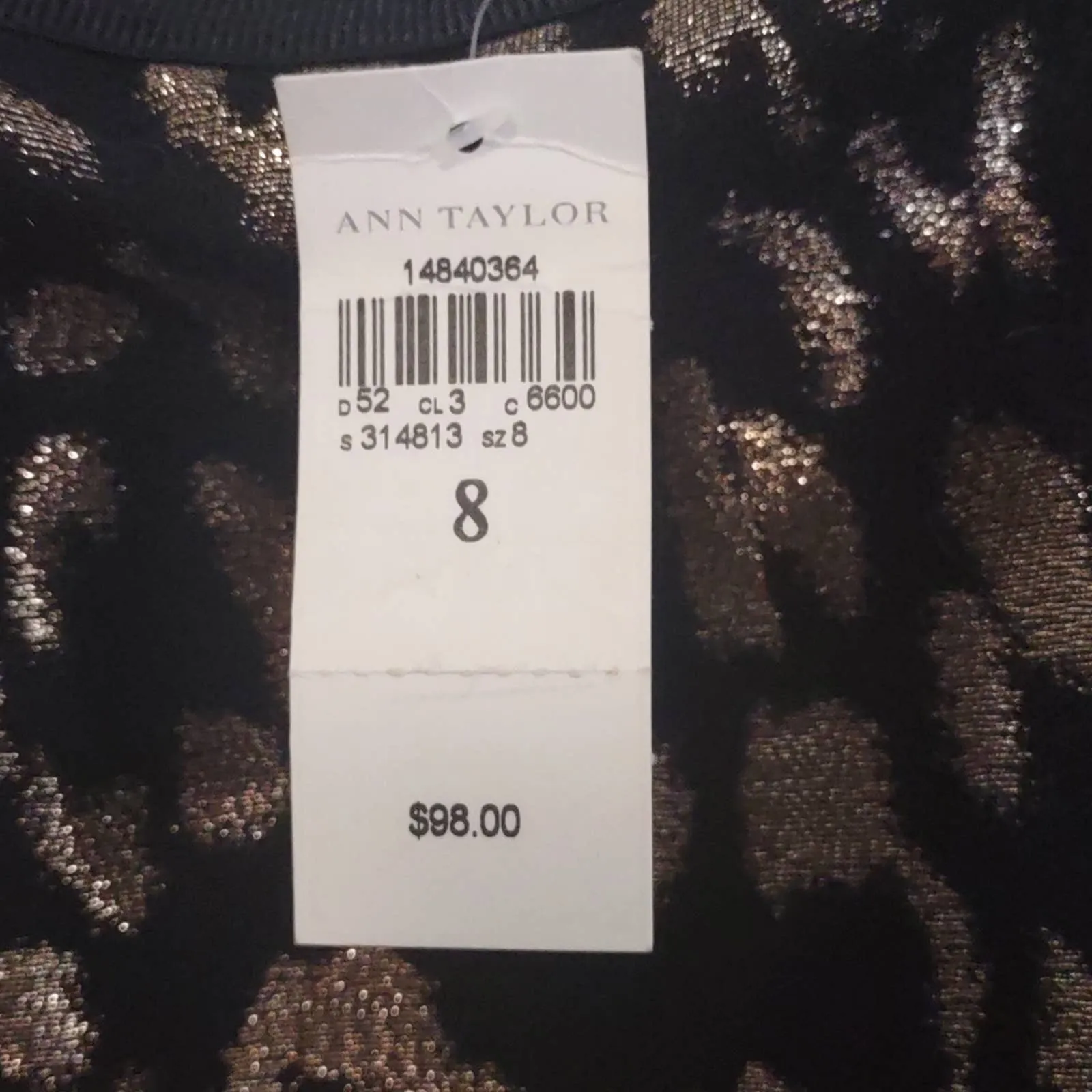 Ann Taylor Bronze Animal Jacquard Skirt Black Gold