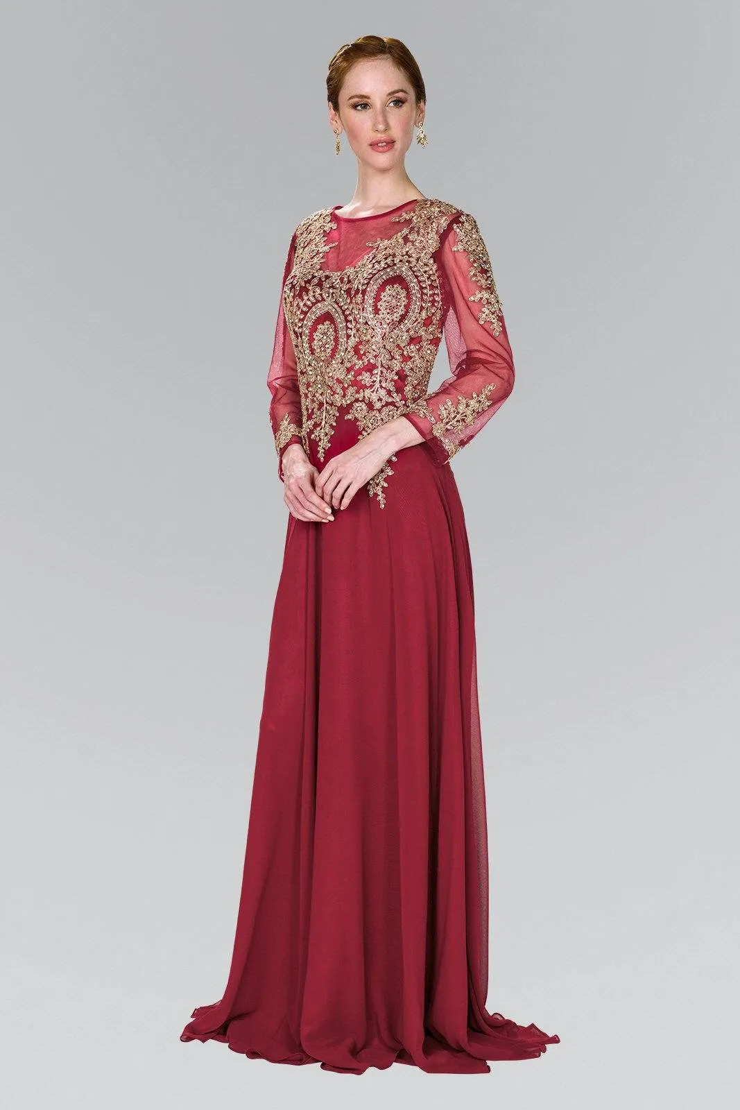 Applique Long Sleeve Gown by Elizabeth K GL1368