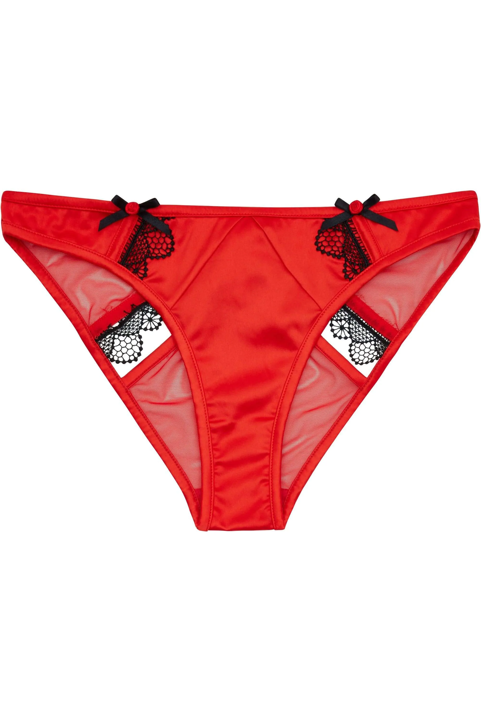 Arlene Red Satin Black Lace Brief