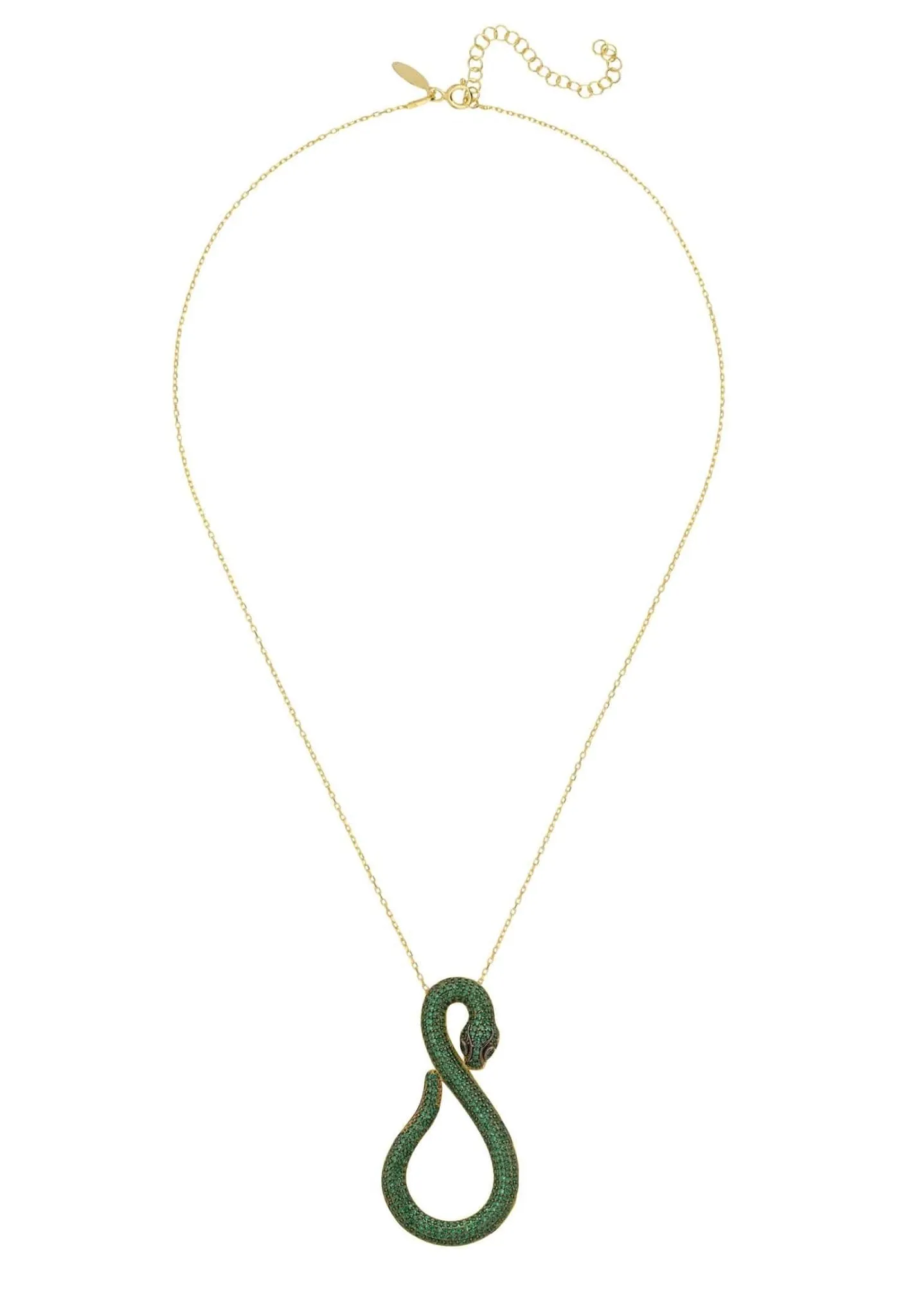 Asp Snake Pendant Necklace Gold Emerald