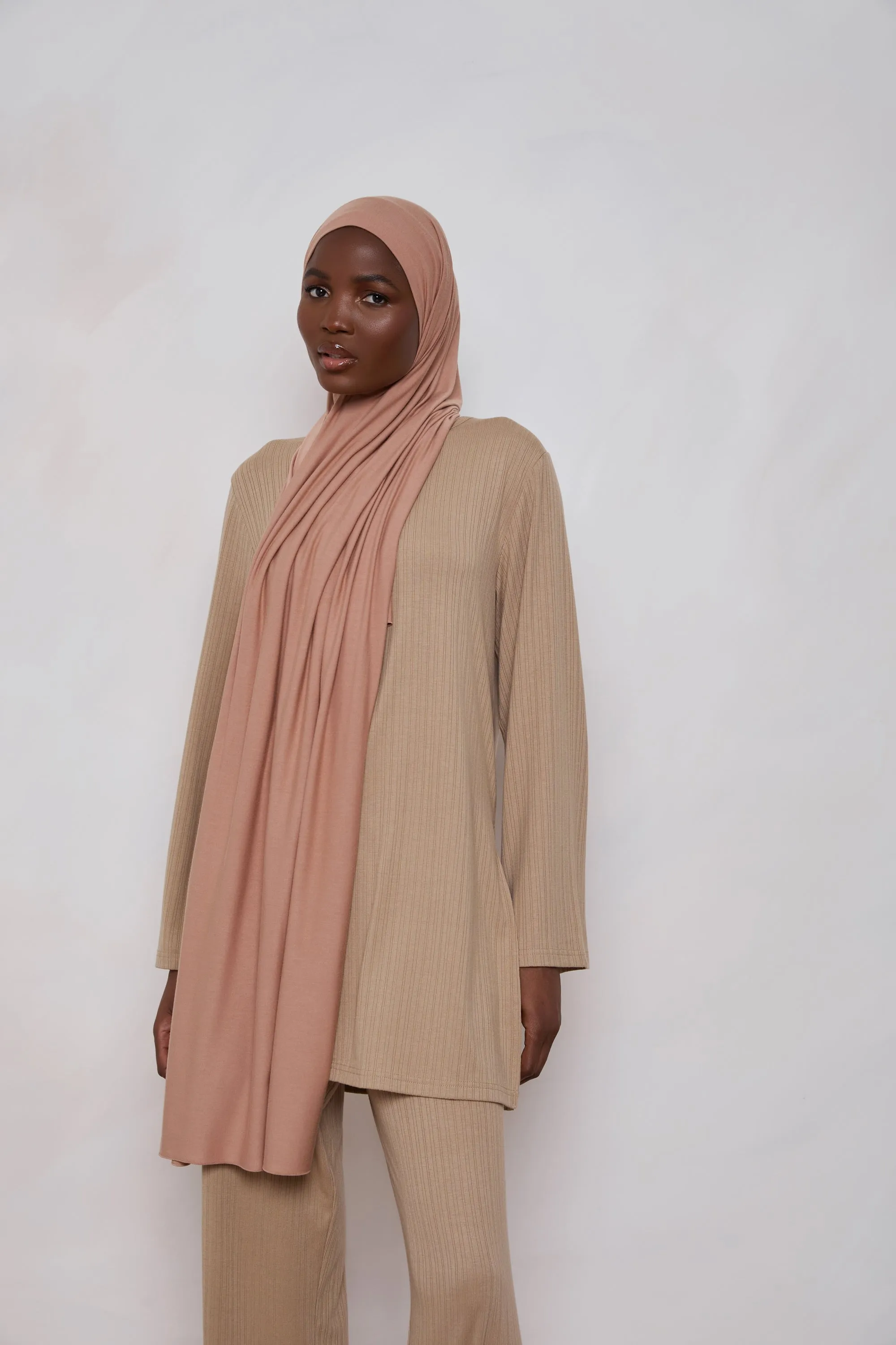 Bamboo Jersey Hijab - Cafe au Lait