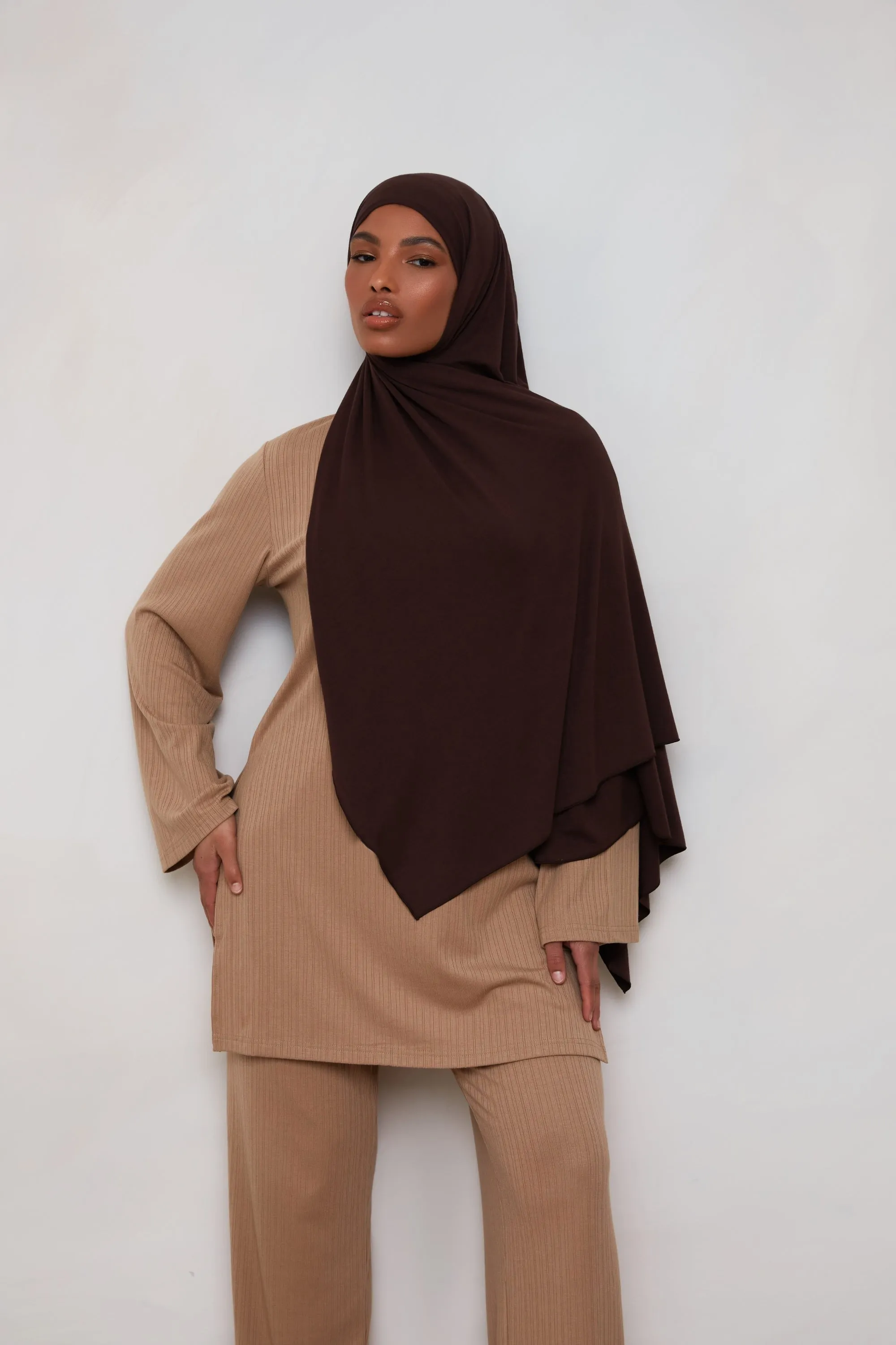 Bamboo Jersey Hijab - Chocolate Plum