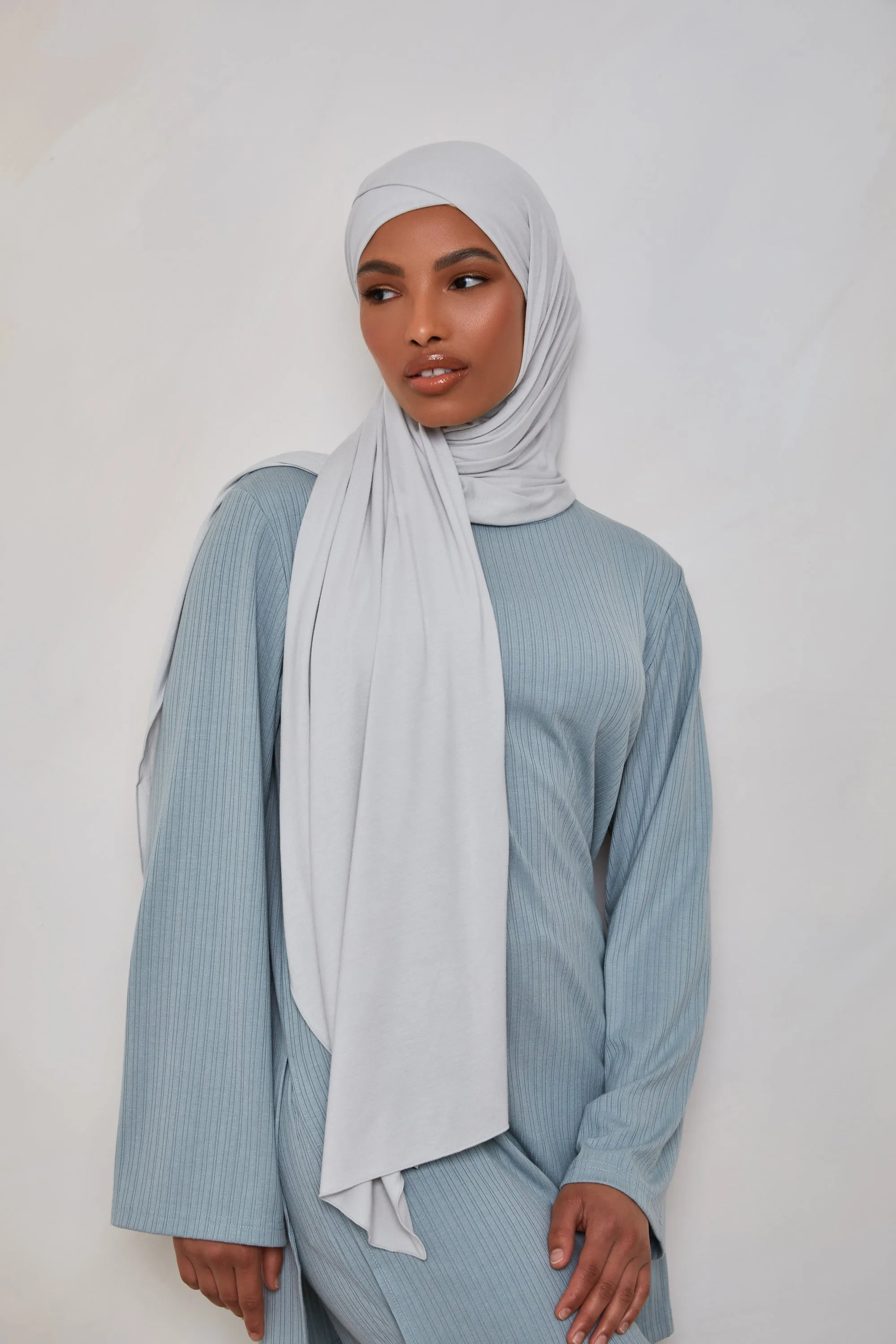 Bamboo Jersey Hijab - Light Grey