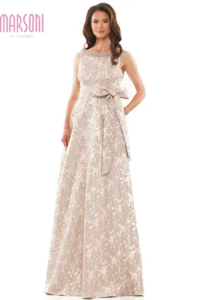 Beaded High Neck Jacquard Gown