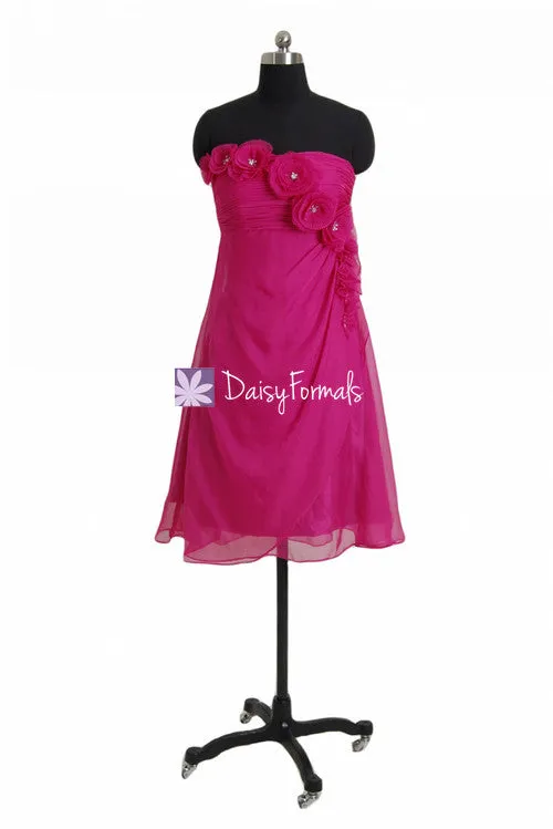 Beautiful Fuchsia Prom Dress Chic Short Chiffon Summer Party Dress Graduation Dress (PR28394)