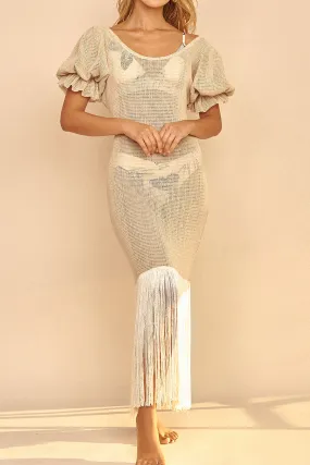 Beige See-through Beach Dress