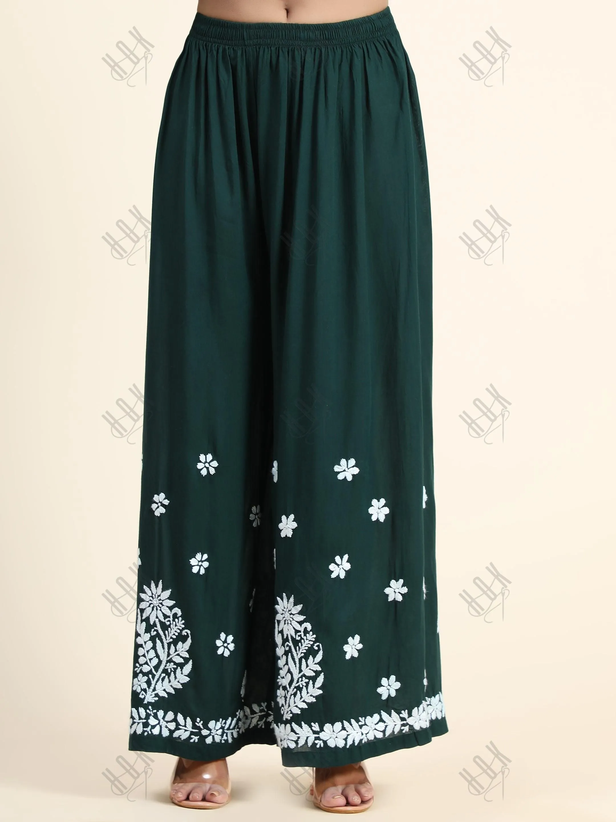 Bhavdeep in Premium Hand Embroidery Chikankari Co-Ord Set Green