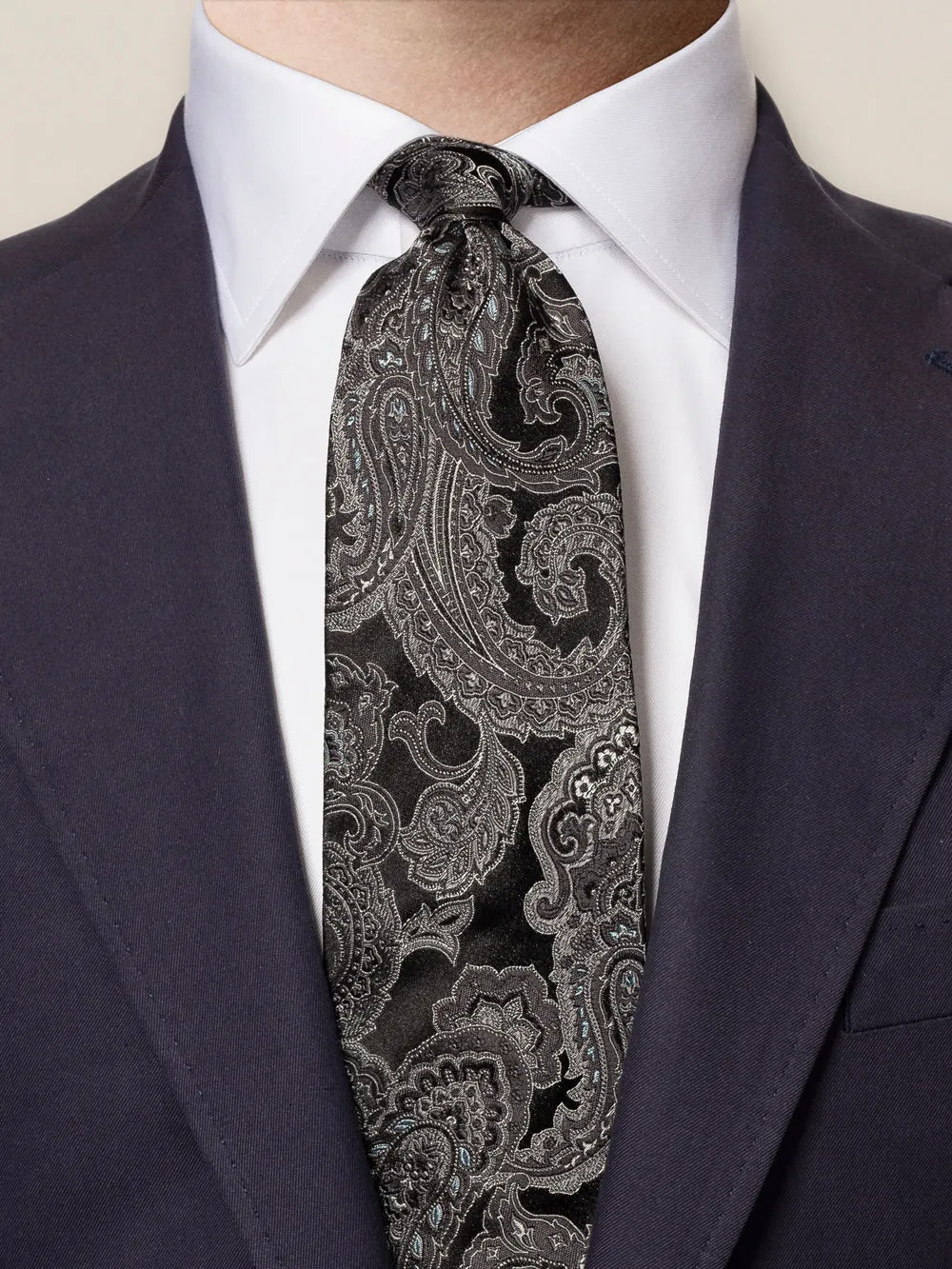 Black Jacquard Paisley Silk Tie