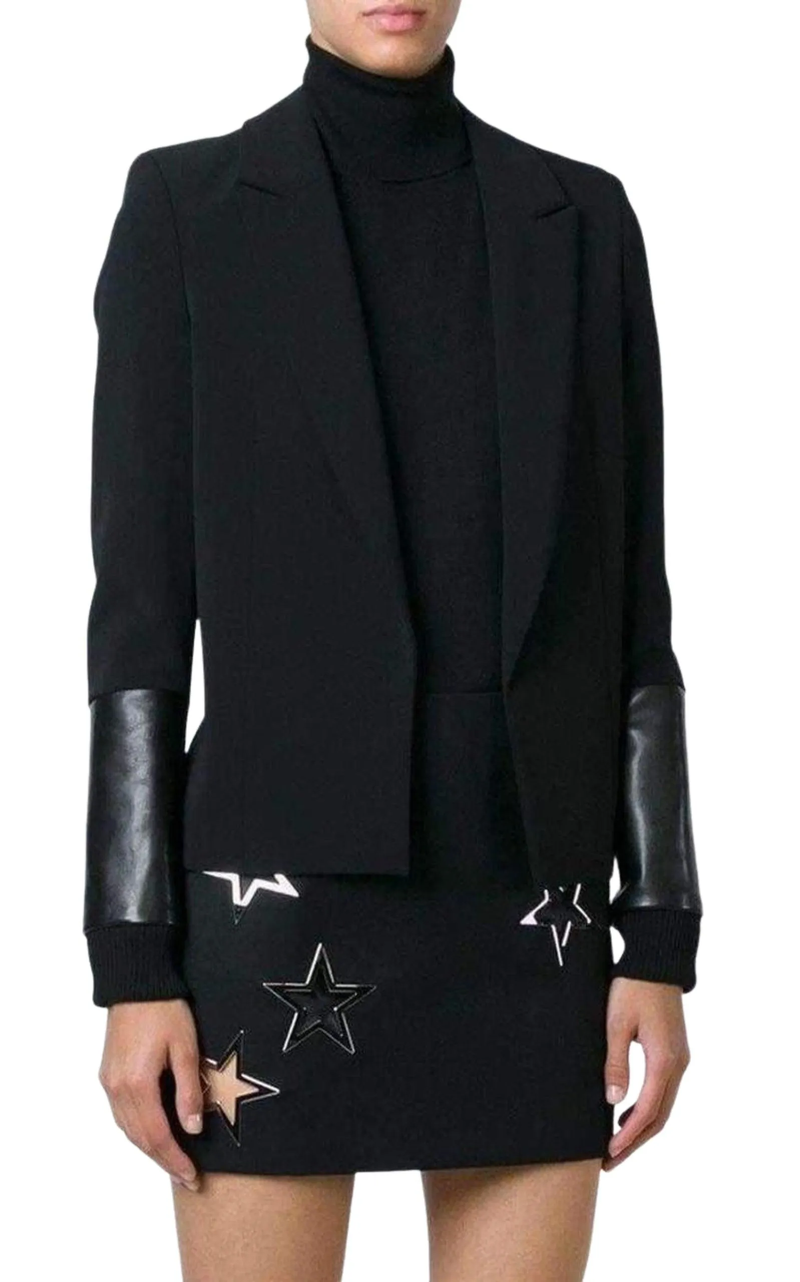 Black Pinned Contrast Sleeve Blazer