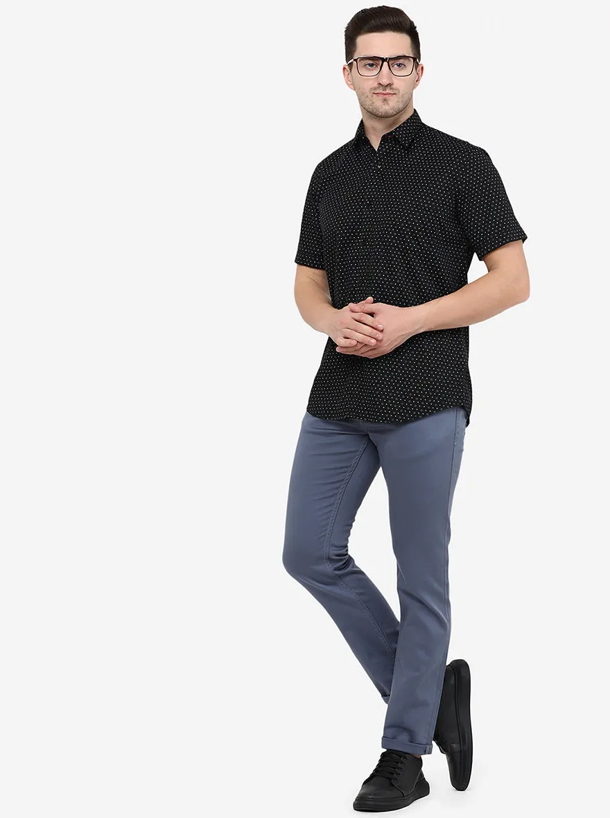 Black Printed Slim Fit Casual Shirt | JadeBlue