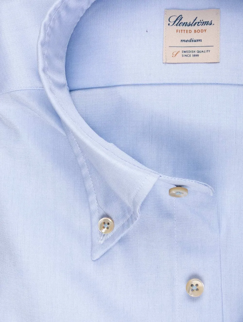 Blue Button Down Plain Fitted Body Shirt